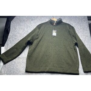 Victory Sportswear Fleece Pullover Mens XXL‎ Olive Quarter Zip Long Sleeve